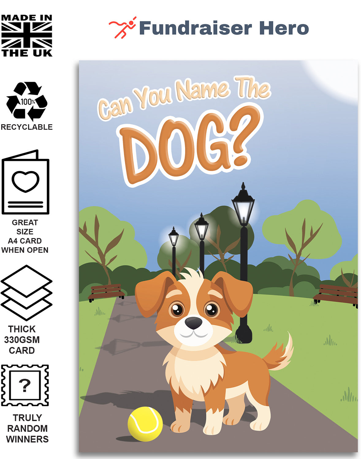 Name the Dog Fundraising Scratch Card. A4 Size - 100 Names - Double Si ...