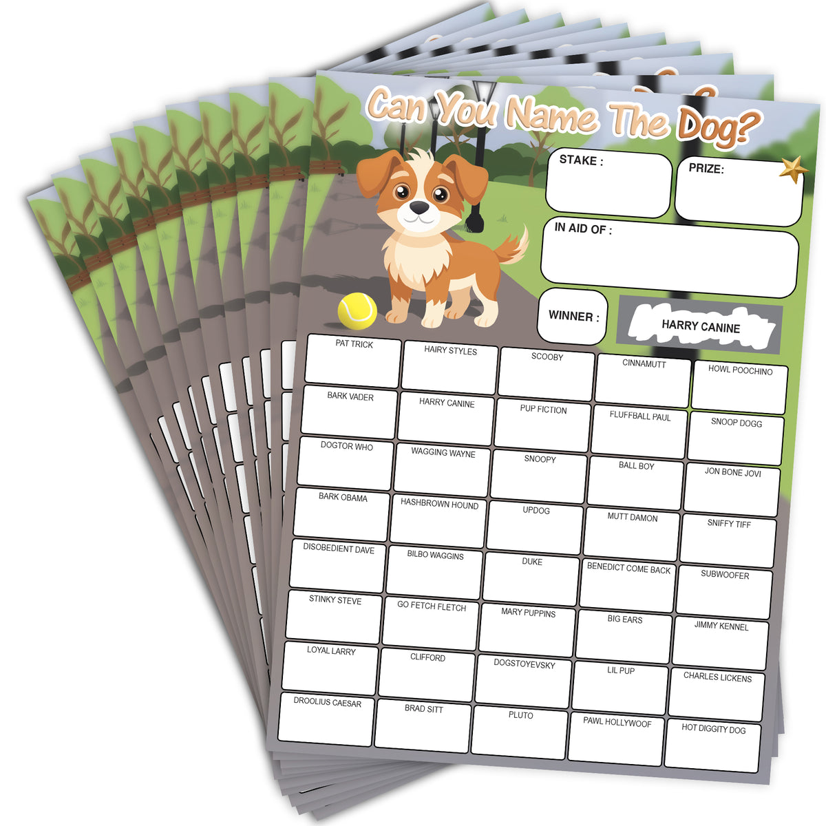Pack of 10 - Name the Dog Scratch Cards. A5 Size - 40 Names - 330gsm C ...