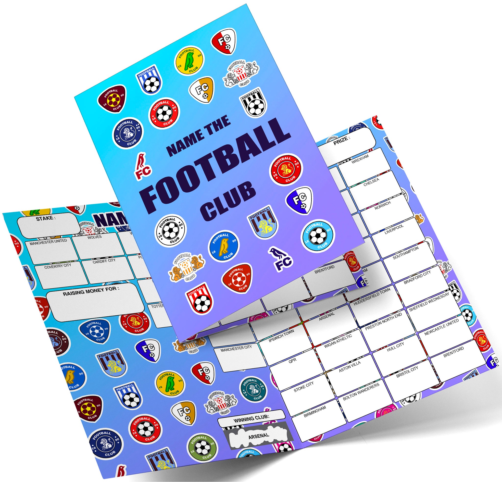 Perfect Message Voetbal Team Scratch Cards Fundraiser, 100 namen, A4 formaat, 300gsm Hoogglans Kaart, Willekeurige Team Namen Achter Scratch Card